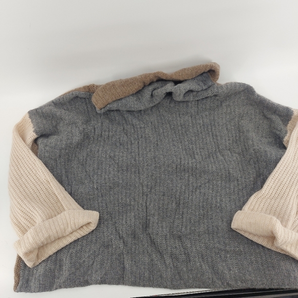 Nordstrom Signature Cashmere Colorblock Cowlneck Sweater Oversized Small - Picture 3 of 8